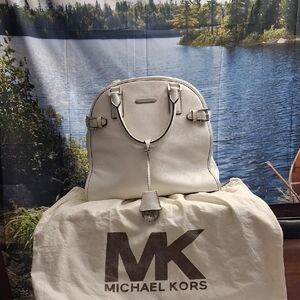 Michael Kors White With Silver Harware Satchel Bag - Large